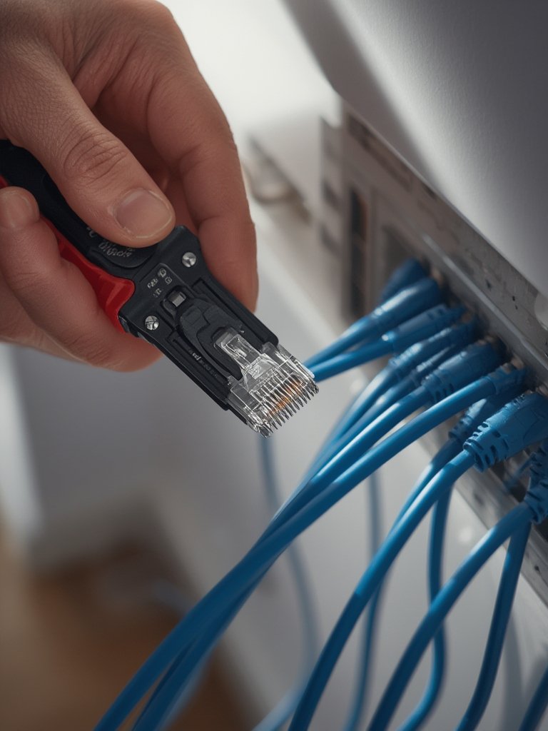 cable crimper in action