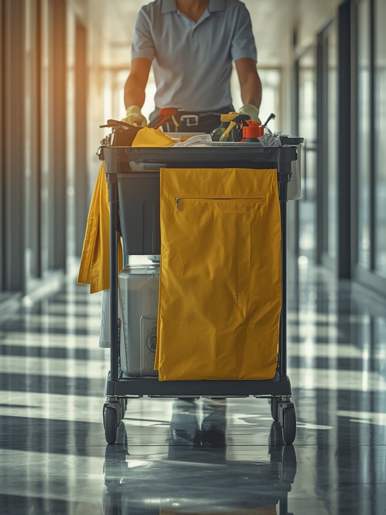 janitorial cart in action