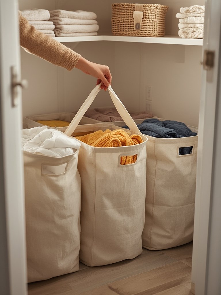 laundry hamper in action