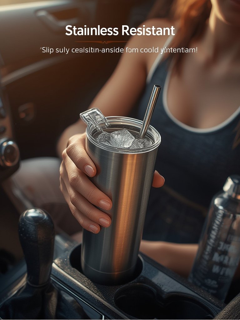 stainless tumbler in action