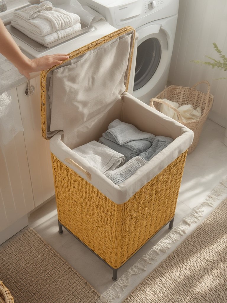 laundry hamper in action