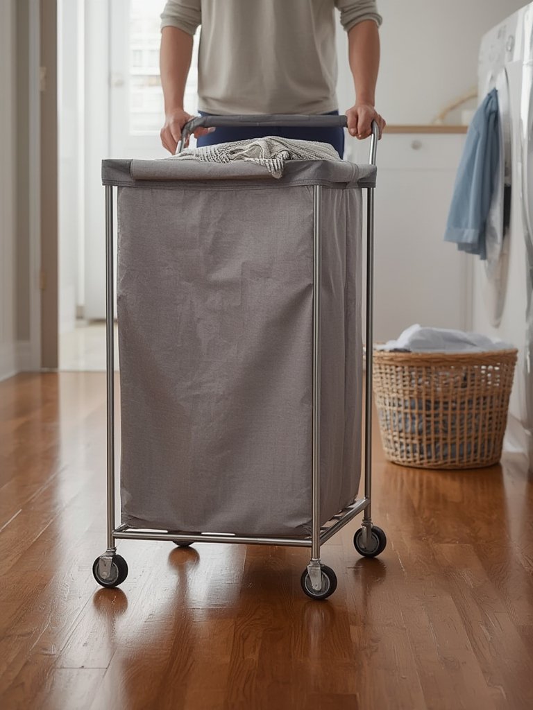 laundry hamper in action
