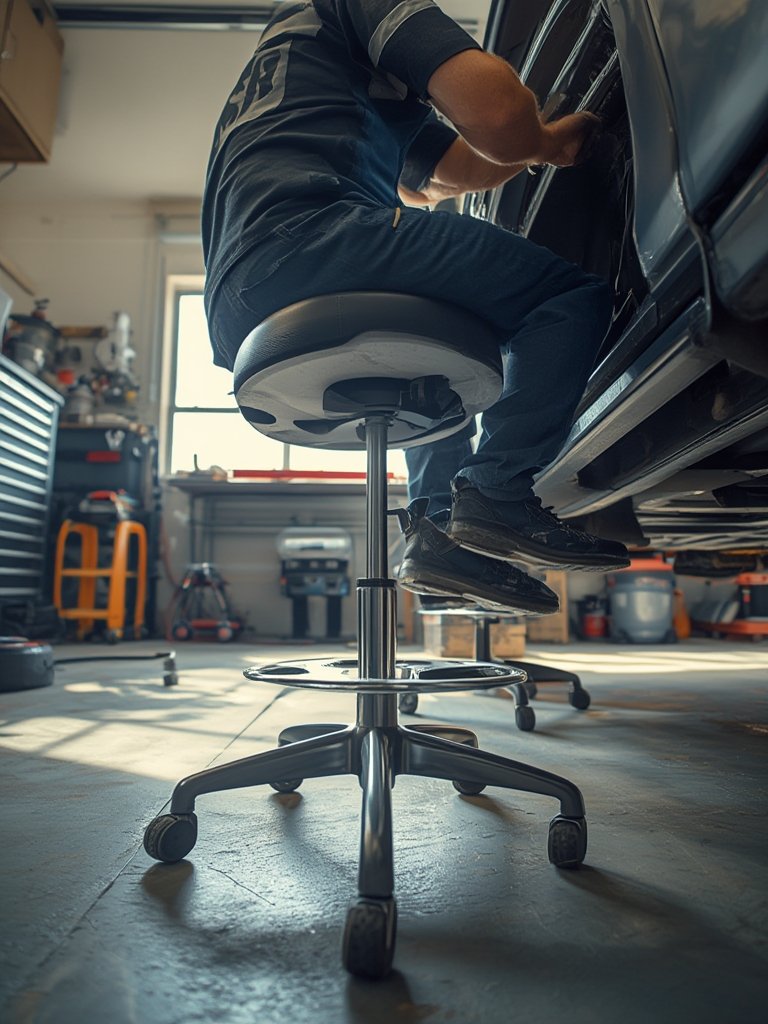 mechanic stool in action