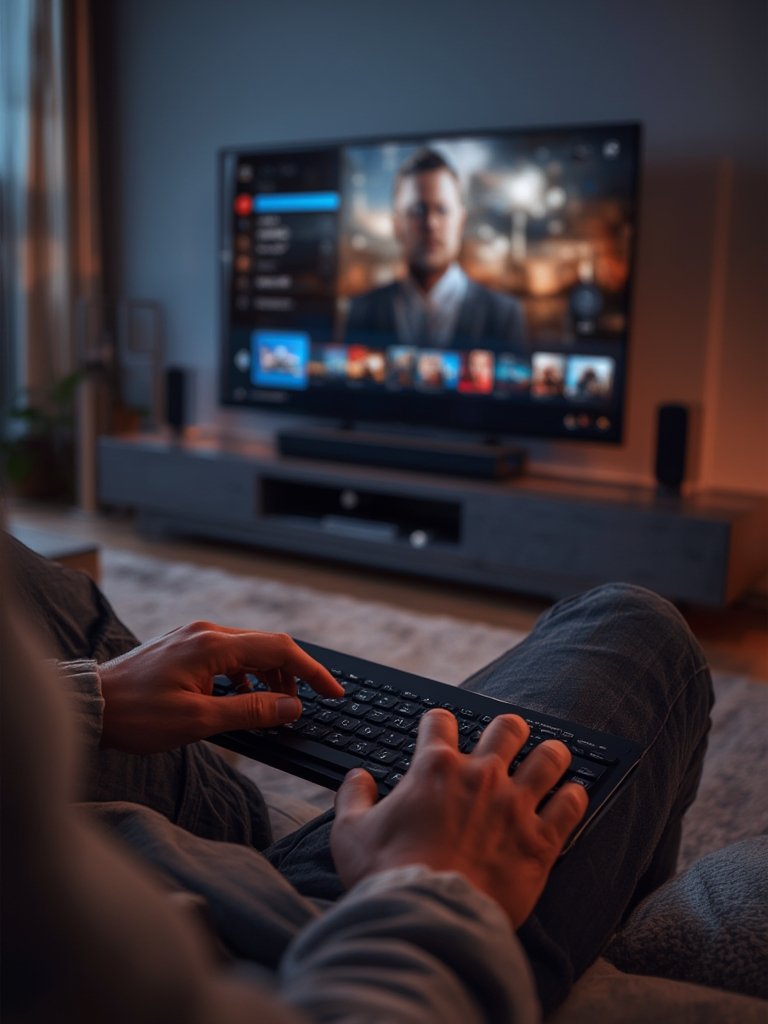 wireless keyboard in action