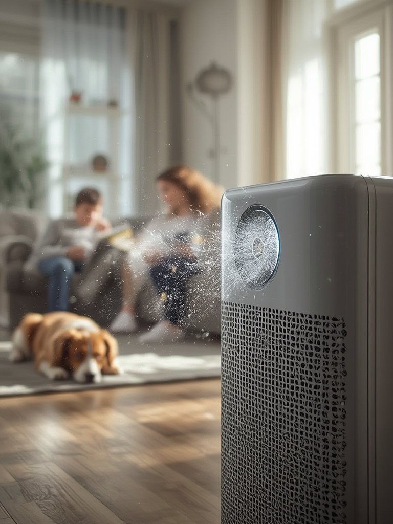 air purifier in action