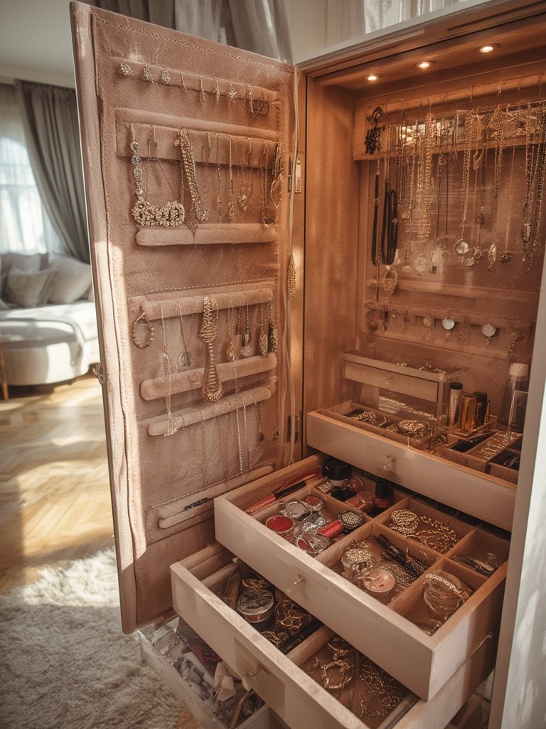 jewelry armoire in action